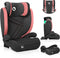 Lionelo Hugo i-Size - Autostoel - 100-150 cm - ISOFIX & Gordel - Verstelbare Hoofdsteun - Geavanceerde Zijbescherming - Memory Foam - Wasbare Bekleding - Zwart/Roze