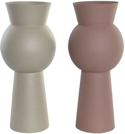 Vaas DKD Home Decor 17 x 17 x 40,5 cm Beige Roze Ijzer (2 Stuks)