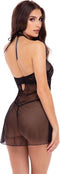 Rene Rofe Lingerie Lingerie set -M/L- MIDNIGHT HALTER CHEMISE SET Zwart