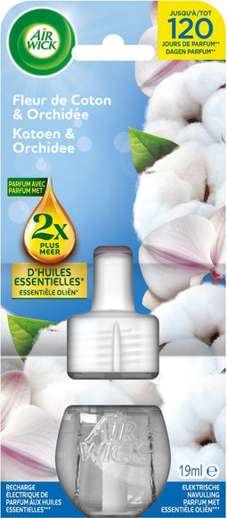Air Wick Elektrische Luchtverfrisser - Navulling Katoen & Orchidee - Tot 120 dagen geurbeleving