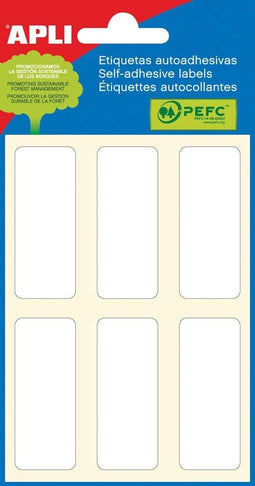 Apli witte etiketten ft 20 x 50 mm (b x h), 36 stuks, 6 per blad (2677)