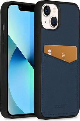 Accezz iPhone 13 - Back Cover - Premium Leather Card Slot - Donkerblauw