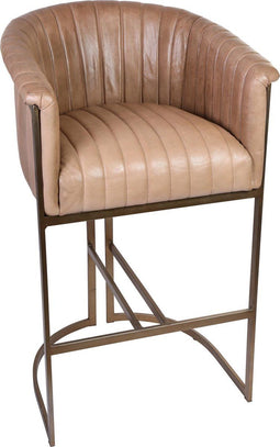 PTMD Barkruk Bree buffel Lichtbruin in leder met rugleuning 610 X 520 X 94,5