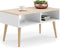Salontafel - 90x50x55 cm - beukenhout poten - wit beige