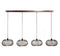4x Disk wire copper twist Hanglamp - excl led lampen - E27 - Zwart Nikkel
