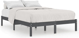 vidaXL - Bedframe - massief - hout - grijs - 135x190 - cm