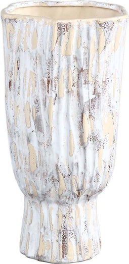 PTMD Nirah Ronde Bloempot - H35 x Ø19 cm - Keramiek - Wit