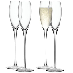 L.S.A. Wine Drinking Champagne Flutes 200 ml Set of 4 Pieces - Transparent / Glass