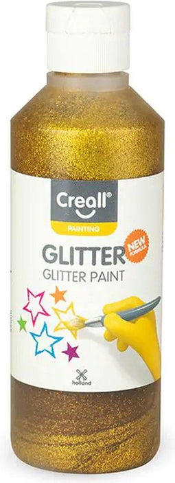 Glitterverf goud.