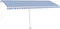 vidaXL - Luifel - handmatig - uittrekbaar - met - LED - 500x300 - cm - blauw - en - wit