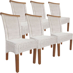 SVJ Eetkamerstoelen - 54x47x97 cm - Rotan - Wit - Set van 6