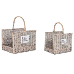 Houtblok standaard Home ESPRIT Natuurlijk vlechtwerk 47 x 35 x 54 cm