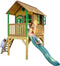 AXI Laura Speelhuis in Bruin/Groen - Met Verdieping en Groen Glijbaan - Speelhuisje voor de tuin / buiten - FSC hout - Speeltoestel voor kinderen