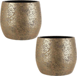 Mica Decorations Clemente Bloempot - H31xØ38 cm - Goud - Set van 2