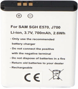 Accu geschikt voor Samsung SGH E570, J700, Li-ion, 3.7V, 700mAh, 2.6Wh