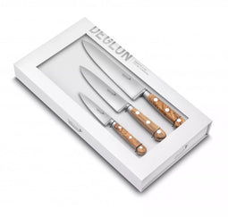 Déglon SABATIER DEG® OLIVIER – 3 Gesmede Messen met Olijfhout Handvat