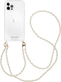 iMoshion Hoesje Geschikt voor iPhone 12 / 12 Pro Hoesje Met Koord - iMoshion Backcover met koord + armband - Parels - Transparant