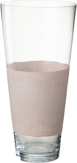 J-Line vaas Delph - glas - transparant/lichtroze - medium - 45 cm hoog