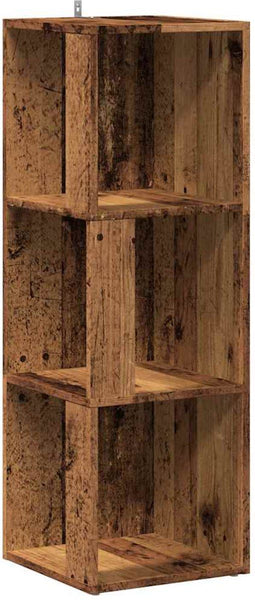 vidaXL - Hoekkast - 33x33x100 - cm - bewerkt - hout - oud - houtkleurig