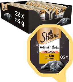 Sheba Mini Filets - Kattenvoer Natvoer - Kip & Lam - in Saus - 22 x 85 gr