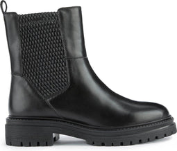 Geox Zwarte Chelsea Boots - Korte Dameslaars - Leer - Zwart