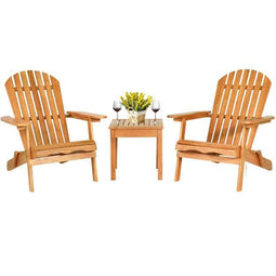 Coast Adirondack Set van 3 - Eucalyptushout - Opvouwbaar - Weerbestendig - Naturel (set van 3)