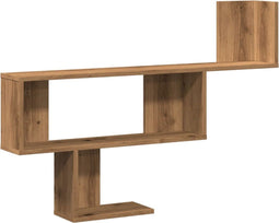 vidaXL - Wandschap - 100x15x70 - cm - bewerkt - hout - artisanaal - eikenkleurig