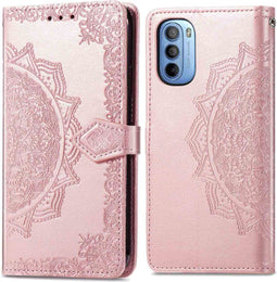iMoshion Hoesje Geschikt voor Motorola Moto G14 Hoesje Met Pasjeshouder - iMoshion Mandala Bookcase - Rosé Goud