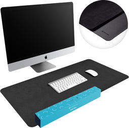 imoshion Bureau Onderlegger - 90 x 45 cm - Hoogwaardig kunstleer - Bureau Accessoires - Bureau Organizer - Antislip Muismat XXL - Inclusief draagriem - Zwart