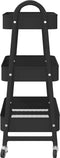 vidaXL - Opbergtrolley - 3-laags - 42x41,5x77 - cm - staal - zwart