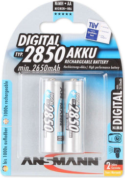 Ansmann 2850 - Oplaadbare NiMH batterij AA 2850mAh - Zilver (2 stuks)
