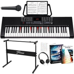 Finesse® New Orleans Lights - Keyboard Piano - 61 Toetsen - Toetsverlichting - Statief & Accessoires
