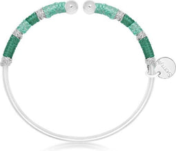 Scmyk BG-266 E - Armband Bangle - Goud plated met turquoise & zilver draad - Zilverkleurig