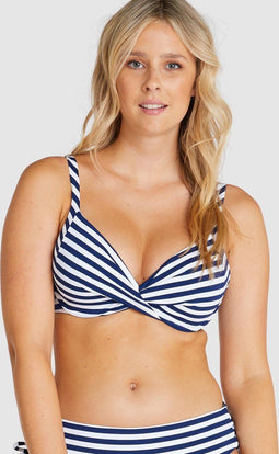 Baku Caspian - Voorgevormde D/DD bikinitop - Verstelbare schouderbandjes - Blauw/Wit gestreept