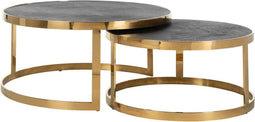 DIAB Oxford - Salontafel - set van 2 - goud/zwart - visgraat