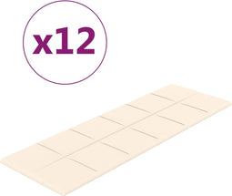 vidaXL - Wandpanelen - 12 - st - 3,24 - m² - 90x30 - cm - fluweel - crèmekleurig