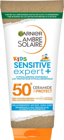 Garnier Ambre Solaire Sensitive Expert Kids Beschermende Melk SPF 50+ - Hypoallergene Zonnebrand voor de Kinderhuid met Ceramide Protect - 175ml