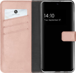 Selencia Hoesje Geschikt voor Samsung Galaxy A32 (5G) Hoesje Met Pasjeshouder - Selencia Echt Lederen Bookcase - Roze