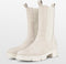 PS Poelman Lynn - Dames Chelsea Enkellaarzen - Nubuck Leer - Licht Beige Taupe - Maat 36