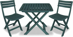 vidaXL - 3-delige - Bistroset - inklapbaar - kunststof - groen