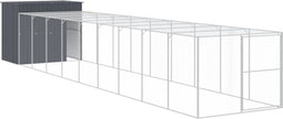 vidaXL - Hondenhok - met - ren - 214x1069x181 - cm - staal - antraciet