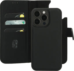 Mobiparts - Leather 2 in 1 Wallet Case - Uitneembare backcover MagSafe geschikt - Zwart