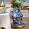 Return to Sender | Vaas Large 45 cm Bed of Flowers Blue handgeschilderd met handvat - Blauw - Bloemenvaas