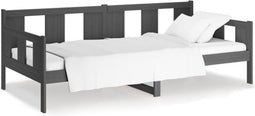 vidaXL - Slaapbank - massief - grenenhout - grijs - 90x190 - cm