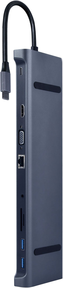 Gembird A-CM-COMBO10-01 - Hub USB - 3x USB 3.2 Gen 1 - Grijs