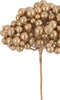 J-Line decoratie Tak 2 Bloemen Bessen - kunststof - goud - 12 stuks