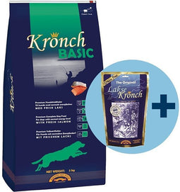 5 kg + 175 gr Kronch basic adult met gratis kronch 100% zalmsnacks hondenvoer