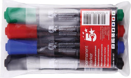 5 Star permanent marker ronde punt schrijfbreedte 1 - 3 mm etui van 4 stuks in geassorteerde kleuren
