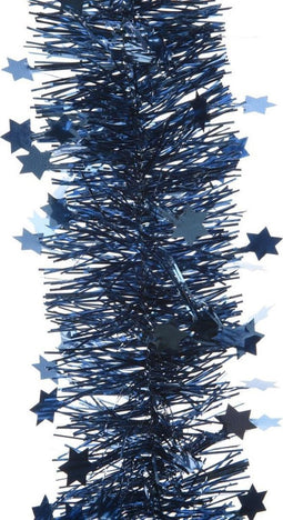 5 stuks! Guirlande lametta ster d10 cm en h270 cm nachtblauw