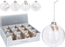 5 stuks! Kerstbal 100 mm glas met deco